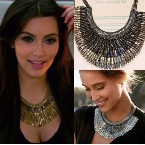 Stella & Dot Pegasus Bib Necklace Silver Limited Edition - Picture 7 of 10